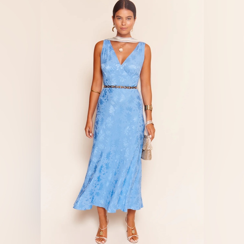 NWOT Rixo Sandrine Dress Blue US 4
